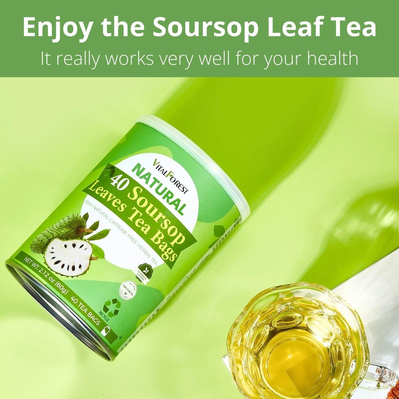 40 Soursop Leaves Tea Bags, Dried Soursop Graviola Leaves Tea,