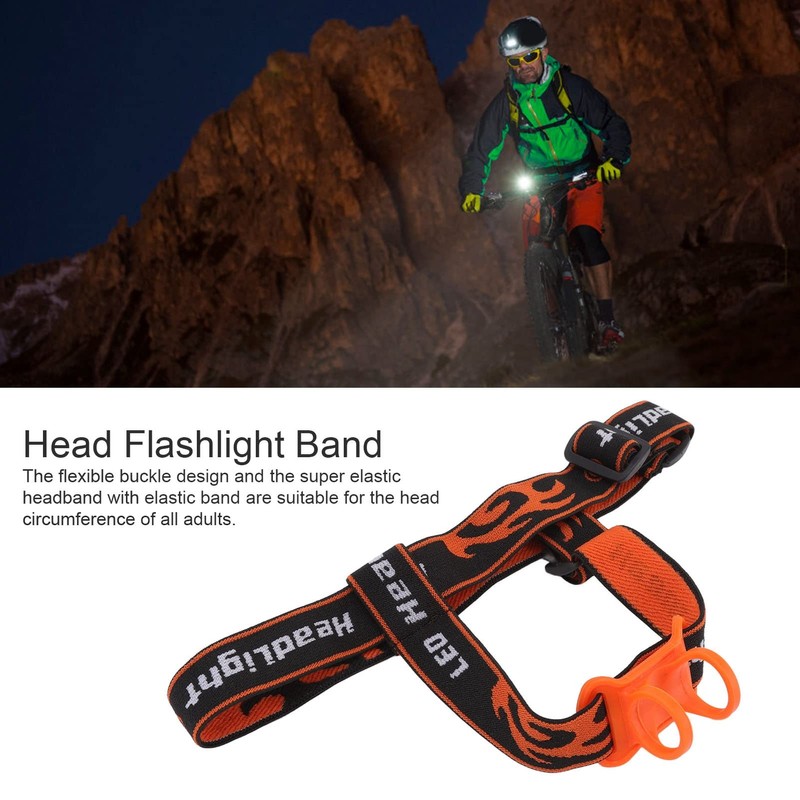 Gavigain Elastic Head Torch Strap Headband, Outdoor Headlight Elastic Strap