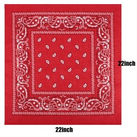 Tergy 16PCS Bandanas Unisex Paisley Bandanas Bulk Multi-Purpose Headband Cowboy Head Wrap Scarf for Women Men Boys Girls (16PCS Red Color)