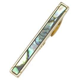 MENDEPOT Gold Plated Mother Pearl Abalone Tie Clip In Box Father's Day Men Birthday Tie Bar Gift (Abalone)