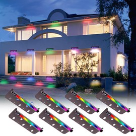 Kwinmyso 8 Packs 7inch 3W RGBW LED Hardscape Lighting,Color Changing Retaining Wall Light,Low Voltage Landscape Lights,12V AC/DC,Swivel LED Paver Lights,Outdoor Step Light 50,000 Hours Lifespan