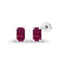 925 Sterling Silver 5x3mm Emerald Cut Created Ruby July Birthstone
