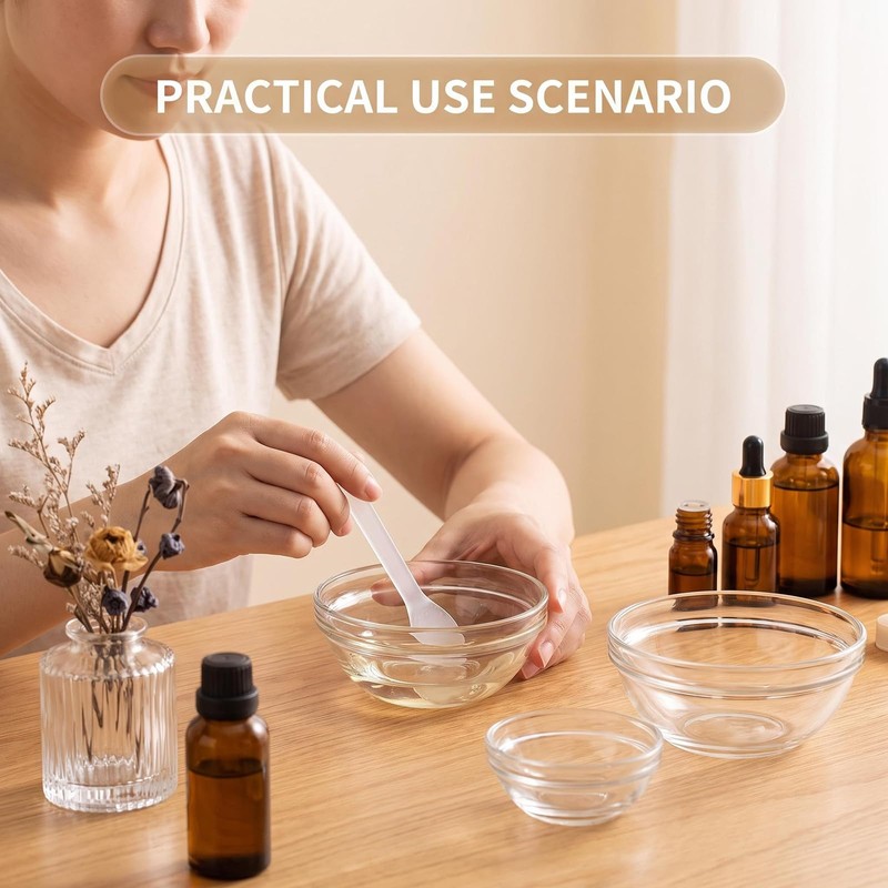 3 Pcs 3 Sizes Clear Glass Reusable Cosmetic Mask Mixing