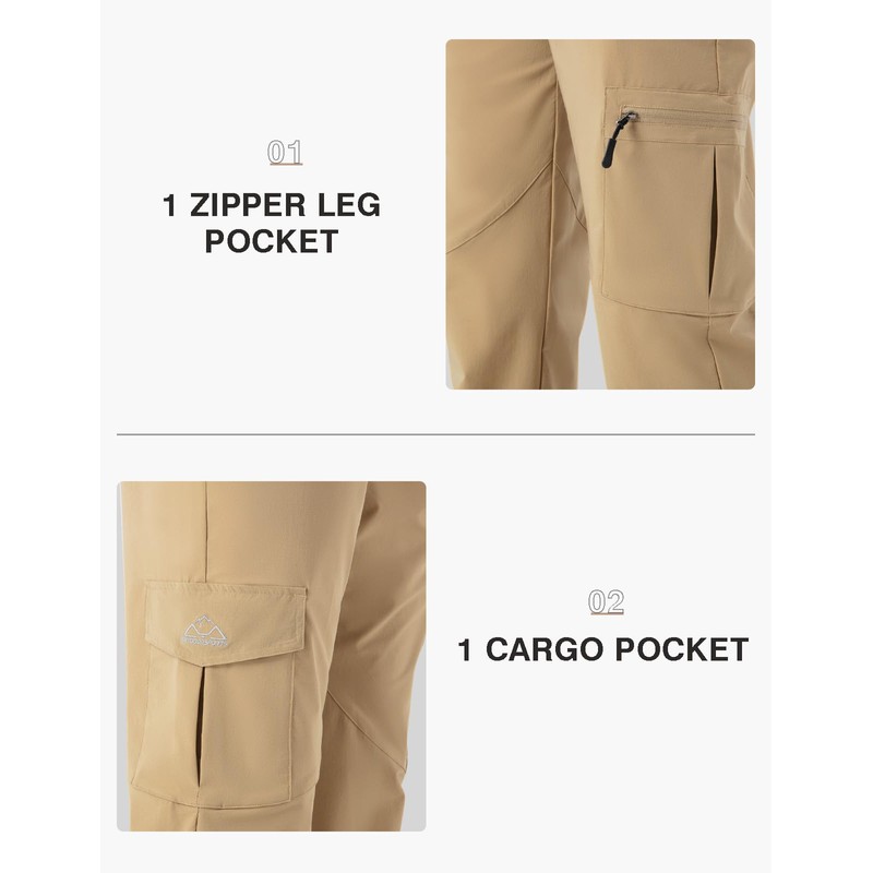 TBMPOY Men's Hiking Pants Lightweight 6 Cargo Pockets Quick Dry