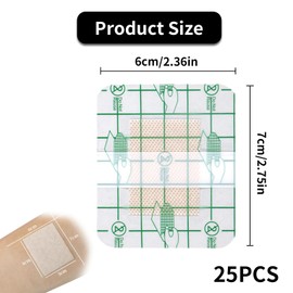 Pack of 25 Shower Plasters, Waterproof, Waterproof Plasters After Surgery, Sterile Wound Plasters, Wound Dressing for Showering, Transparent Water Plasters for Swimming, Shower, Sports, Tattoos (6 x 7