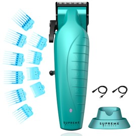 Supreme Trimmer Vader Clipper with DLC Taper Blade STC5098 | 210 Min Run Time 7500 RPM Hair Trimmer | Professional Brushless Motor Barber Clipper | Light Blue