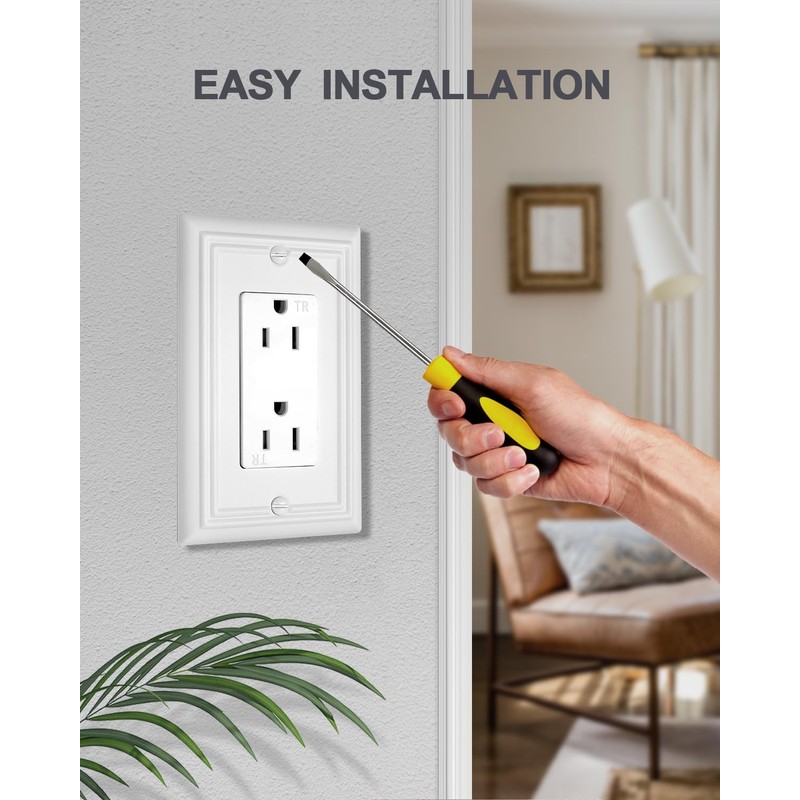 ZILLSEA Pure White Decorator Wall Plates, 4-Pack Switch Plates and