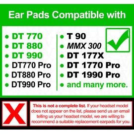 LTYIVABHTTW Earpads Compatible With DT 770, 880, 990, 1770 Pro, MMX 300, 1990 Pro, 177X, T 90 Headphones (Black Velour)