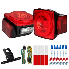 RUNBAITOO 12V Square LED Trailer Light Kit – Stop Turn Tail Brake Running License Lights with Wiring Kit for Trailers, Trucks, RVs, Boats, Campers
