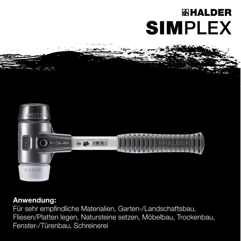 Halder 3723040 Rubber/TPE-Mid Soft-Face Mallet with Reinforced Cast Steel Housing,