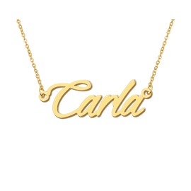 Aoloshow Carla Name Necklace 18k Gold Plated Name Pendant Necklace Stainless Steel Womens Jewelry for Wedding