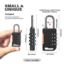 UP Security Gym Locker Lock, 4 Digit Combination Lock for Gym Locker, Travel Safe Combo Luggage Padlocks, Combination Padlock for Cabinet, Suitcase, Storage Unit, Toolbox, Outdoor Fence (Black)