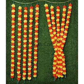 Shah Crafts Artificial Marigold Garland Toran Flower 5 Feet Long String Multi Color Pack Of 1 5 Strings For Decoration Diwali Pooja Indian Traditional Wedding, Home Outdoor Floral Themed Party