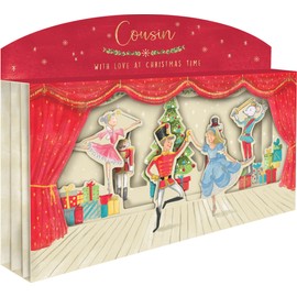 Amazing Cousin Spectacular 3D Nutcracker Scene Christmas Card Freestanding Cards XSPT013
