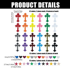48 Pcs Cross Patches Iron On for Clothes