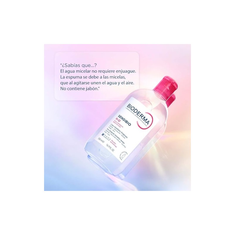 BIODERMA, Agua Micelar, Sensibio H2O, Desmaquillante para Piel Sensible, Calma