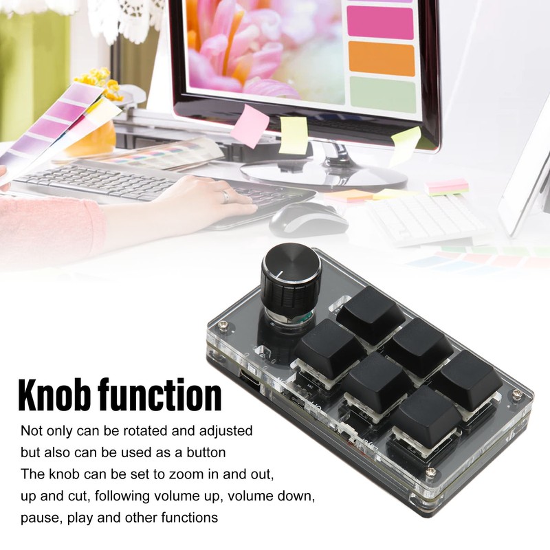 6 Key Mini Keypad with Knob Blue Switch Wired USB