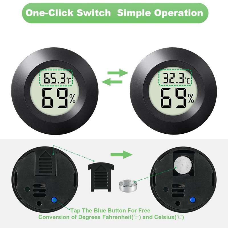 WWHAKO 4-Pack Mini Hygrometer Thermometer Indoor Outdoor Round Humidity Meter,