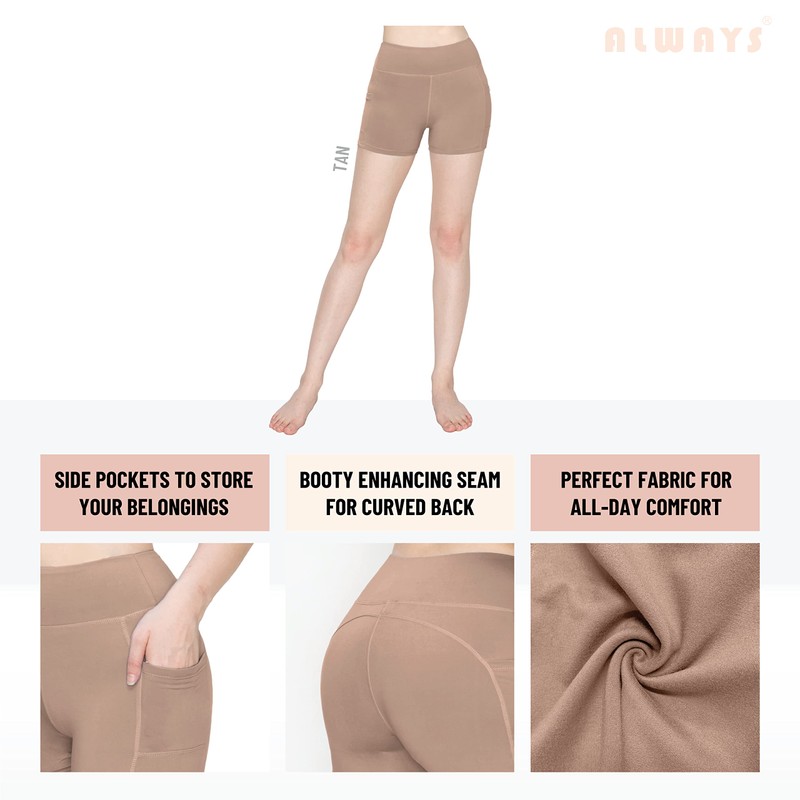 ALWAYS Pantalones cortos de yoga para mujer, de 3 pulgadas,