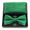JEMYGINS Men's Plain Bow Tie and Pocket Square with Cufflinks,