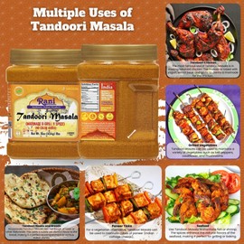 Rani Tandoori Masala (Natural, No Colors Added) Indian 11-Spice Blend 16oz (1lb) 454g PET Jar ~ Salt Free | Vegan | Gluten Friendly | NON-GMO | Indian Origin