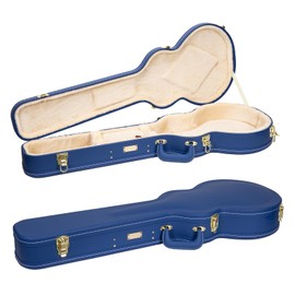 Crossrock Wooden Electric Guitar Case for Les Paul Style | Vibrant Blue Faux Leather, Beige Plush Interior, Lock – Designer Series(CRW520LVB)