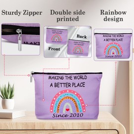 14th Birthday Gifts for Girls with 2010 Birthday Makeup Bag and Inspirational Keychain, 14 Year Old Birthday Gift Ideas for Daughter, Niece, Granddaughter, Thank you, Christmas Cosmetic Travel Bag