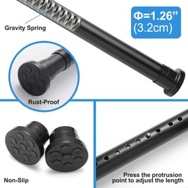 SOALARMON Tension Curtain Rod for Window, 122 to 142 Inches, Heavy Duty No-Drilling Tension Rod, Non-Slip Spring Loaded Shower Rod, Adjustable, Renter Friendly, Black