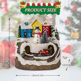 Les-Theresa Christmas Village Houses, Christmas Snow Scene Resin Xmas Houses, Christmas Snow Village With Music Light Up Christmas House, Led Christmas Village Scene For Xmas Home Party 6x5x4im (02)