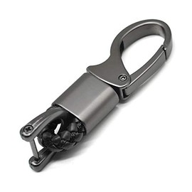 EYANBIS Car Key Fob Keychains Leather Holder Key Chain Sturdy Metal with D-Ring for Men and Women, 1 Pack Black, 360 Degree Rotatable, with Screwdriver