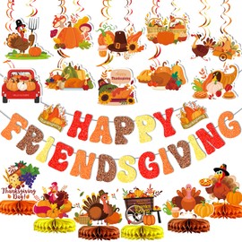 Happy Friendsgiving Banner Thanksgiving Banner for Friendsgiving Party Decorations Friendsgiving Decorations Thanksgiving Party Decorations Thanksgiving Decorations Glitter