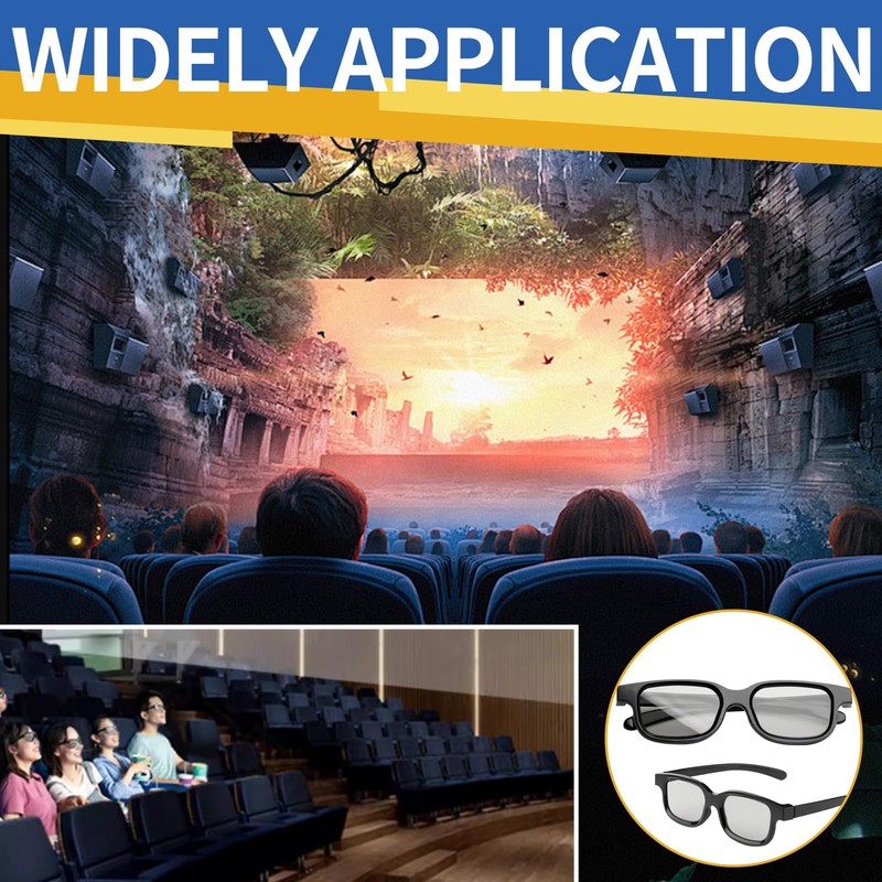 Apkpesterml 4Pcs 3D Glasses for Cinema, Black Universal 3D Glasses