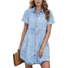 LightBlue Women Dress - Womens Jean Dress Summer - Denim Outfit for Women | [692826276] Kinsey, XXL