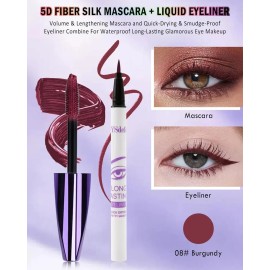 Set De Delineador Líquido Y Máscara De Pestañas Color Borgoñ