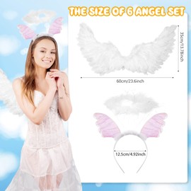 Unittype 12 Pcs White Feather Angel Costumes Nativity Wings and Elastic Angel Headbands for Adults Christmas Mardi Gras Party(Lovely Style)