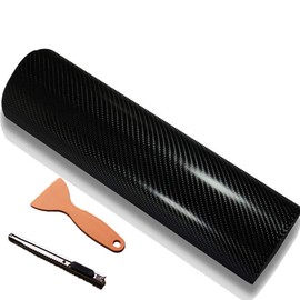 DIYAH 4D Black Carbon Fiber Vinyl Wrap Sticker Air Release Bubble Free Anti-Wrinkle with Gift Knife and Hand Tool (96" x 60" / 8 FT x 5 FT)