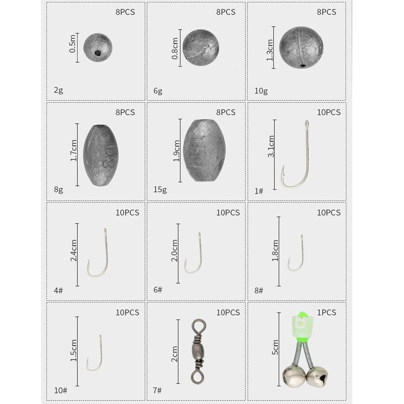 FOLANDO 101-Piece Saltwater Fishing Rig Kit - Surf Casting weights+