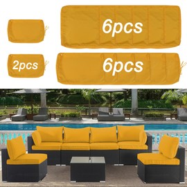 Only choice 14-Piece Waterproof Outdoor Patio Cushion Covers with Zipper - Replacement for 7 Pieces 6 Seater Outdoor Furniture Sofa Covers Only for Sofa, Couch, Furniture (Cover ONLY)