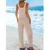 CUPSHE Women's Jumpsuit Square Neck Overall Sleeveless Belted Wide Leg