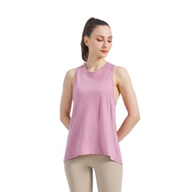 SHEEP RUN Merino Wool Tank Top Casual Yoga Shirt Wicking Breathable Light-Weight Shirt (Thistle, Large)