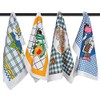 Set of 4 Terry Tea Towels, Vintage Printed Kitchen Dish