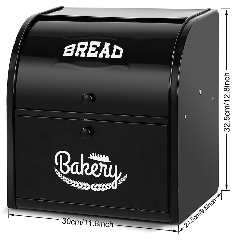 Pitmoly Stainless Steel Bread Box, 2 Layer Roll Top Bread