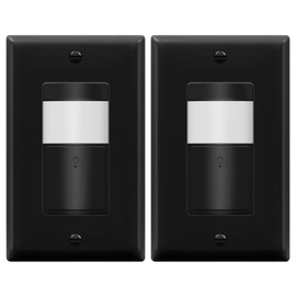 TOPGREENER PIR Motion Sensor Light Switch, Occupancy & Vacancy Motion Sensor Switch, Operable Without Ground Wire, No Neutral Wire, Single Pole, TDOS5-HL-BK-2PCS, Black