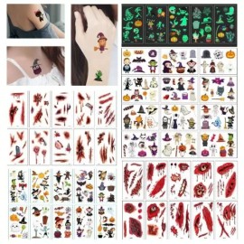 할로윈 캐릭터 상처 흉터 방수 야광 타투 스티커 10종 Halloween Character Wound Scar Waterproof Glow-in-the-Dark Tattoo Sticker Set of 10 [10 types of wounds, type 1]