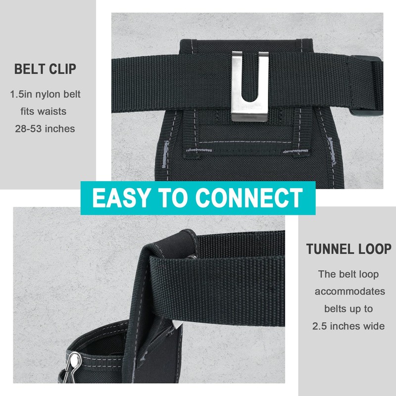 KUNN Tool Pouch,7-Pocket Electrician Pouch with Belt Clip,Tool Loop,Tape Thong