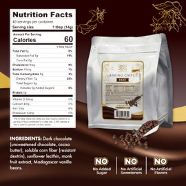 ChocZero Dark Chocolate Chips, Sugar Free, Vegan, Keto & Low Carb, Gluten Free, No Sugar Alcohols, 20 oz Bag for Baking & Desserts