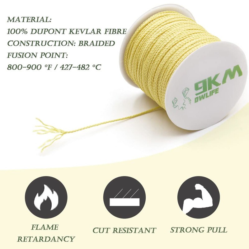 9KM DWLIFE Kevlar Cord 0.8~3.5mm Braided Kevlar Line 100ft~200ft Kevlar