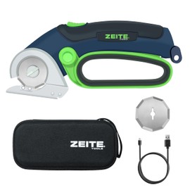 ZEITE 4V Cordless Electric Scissors,Cardboard Cutter with 2 Blades,Storage Box,USB Charging Cable,Power Rotary Cutter,Max Cutting 1/4",for Cardboard Box,Thin Carpet & Plastic, Easy to Hold and Safe