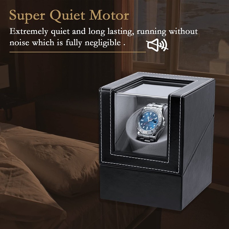 Mcbazel Automatic Watch Winder Box PU Quad Single Automatic Watch