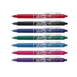 7 x PILOT FRIXION CLICKER 0.7mm BLRT-FR7 - ERASABLE RETRACTABLE ROLLERBALL, 1 OF EACH COLOUR - RED, LIGHT BLUE, DARK BLUE, GREEN, PINK, VIOLET and BLACK